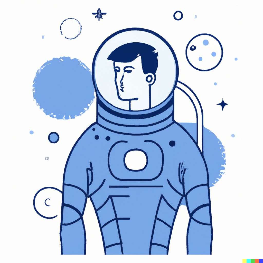 an astronaut, modern flat design style illustration with line elements